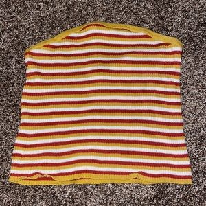 American Eagle / size: M / maroon, mustard, and cream striped tube top
